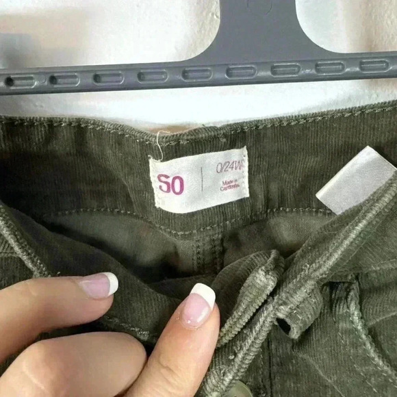 Olive Green Corduroy Front Button Detail Skirt Juniors Size 0/24 Mini high waist - Picture 7 of 9